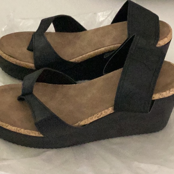 Yasirun Womens Sandals Platform Wedge Heels - black - size 42 (9-9.5) - new - Picture 7 of 9
